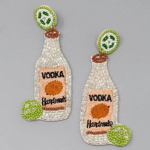 NEW TITO'S Seed Beaded Handmade Vodka with Lime Earrings